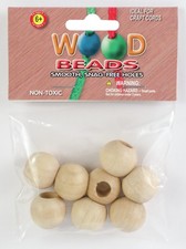 6 Pack - Pepperell Round Wood Beads 20mm 8/Pkg-Natural - PWB20-03