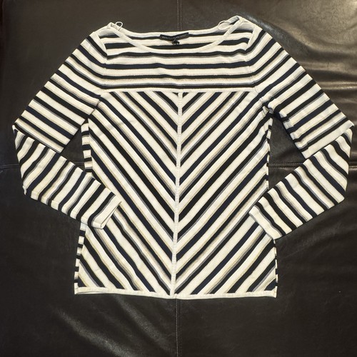 White House Black Market Langarmshirt gestreift Metallic Gr:L - Bild 9 von 10