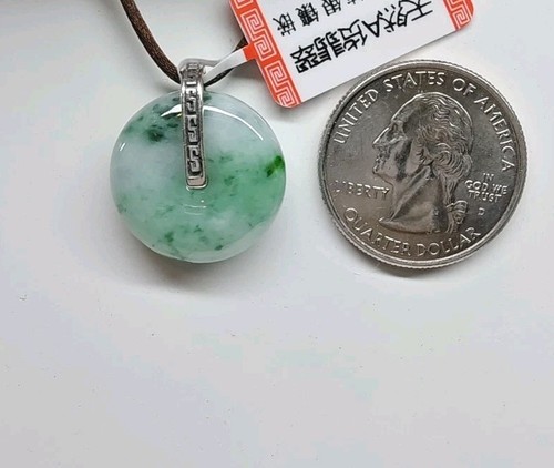 Lot of 1 Certified Jade Donut Pendant Green Round Circle Jadeite hole玉环翡翠平安扣翡翠A货 - Picture 10 of 20
