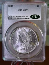 1887 Morgan Silver Dollar • CAC MS63 • Brilliant Luster • High-End Eye Appeal