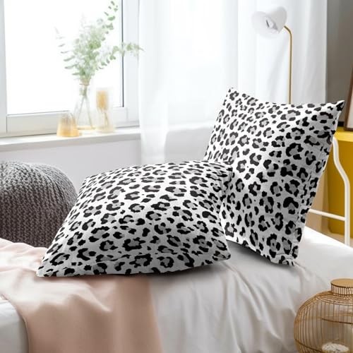 White Grey Leopard Print Pillow Covers 18" x 18" (Pack of 2) Snow Leopard - Bild 7 von 8