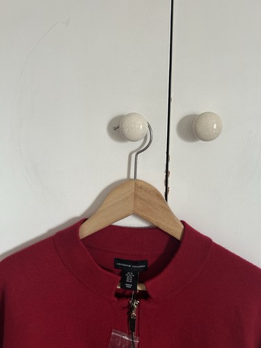 Adrienne Vittadini Knit Jacket Jumper Red Zip Up Gold Buttons Womens XL NWT - Picture 14 of 24