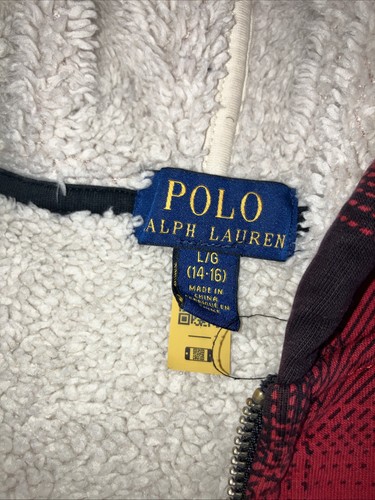 Polo Ralph Lauren Boys Flannel Sherpa Lined Hoodie Size L(14-16) - Picture 4 of 6