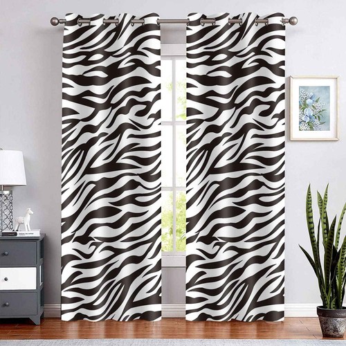 Animals Zebra Print Curtain, Room Darkening Thermal Insulated Blackout Fashio... - Picture 1 of 8