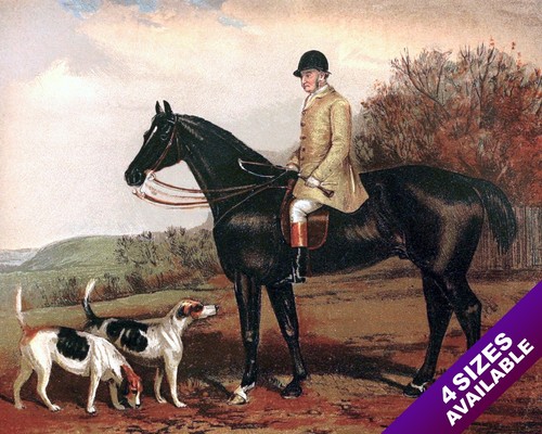 ENGLISCHER JÄGER FUCHS JAGD PFERD JAGD KUNST GEMÄLDE ECHTER LEINWANDDRUCK - Bild 1 von 39