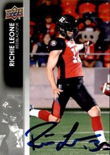 Richie Leone Signed 2022 Upper Deck CFL Football card Ottawa Redblacks