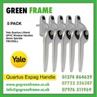 Yale Quartus UPVC Window Handles X5 35mm Spindle Satin Silver Left Hand YBC35SLL