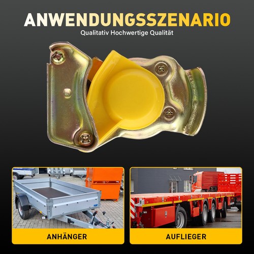 Druckluft Anschluss Set M16 Rot Gelb mit Ventil für LKW Traktor Anhänger Metall - Bild 3 von 10