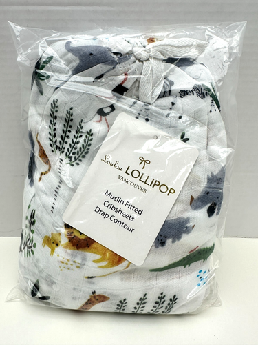 Loulou Lollipop  Muslin Fitted Cribsheet  Safari Jungle 28"x52"x9" crib sheet - Picture 1 of 4
