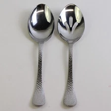 Lot Of 2 Ginkgo Lafayette (Stainless) Flatware Slotted & Solid Serving Spoons