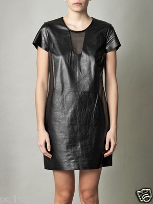 dvf leather dress Diane von Furstenberg Black Leather Tie Detail Draped Della Dress L Diane  Von Furstenberg