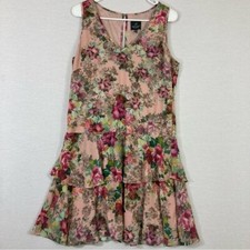 Adrianna Papell Floral Layered V-Neck Dress size 8