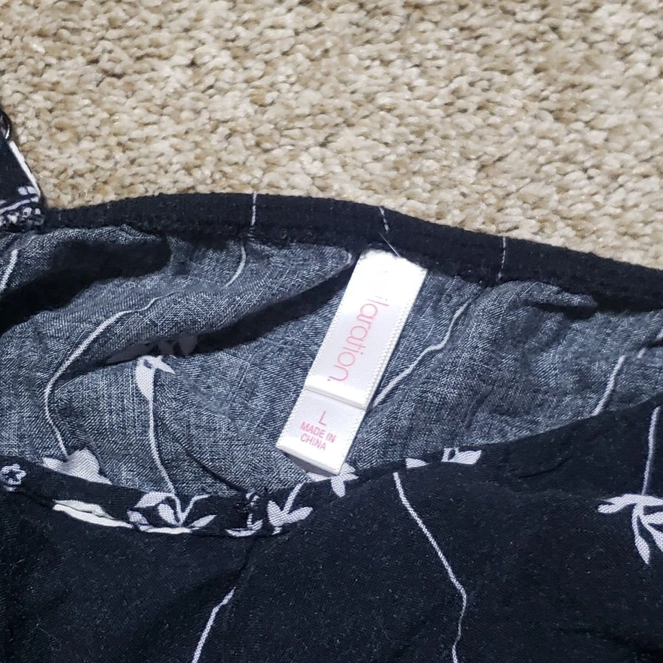 Vestido Floral Xhilaration Negro Blanco Flores Jóvenes Niñas Talla L Grande Foto 3 de 4