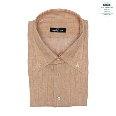 Luxus Gerlin Hemd Kurzarm Orange 100% Irisch Leinen 1B