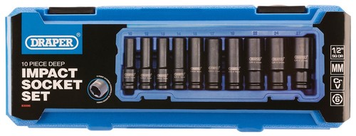 DRAPER 83096 10 Piece 1/2" Square Drive Deep Metric Impact Socket Set 10mm-27mm - Picture 2 of 8