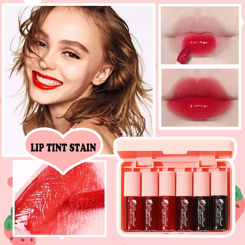 6 Colors Lip Tinted Stains Set, Mini Vivid High Pigment Lipstick, Hydrating Mois - Picture 7 of 12