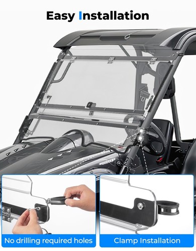 BID Front Flip Windshield Hard Coated PC For 2004-2013 Yamaha Rhino 450 660 700 - Picture 2 of 11
