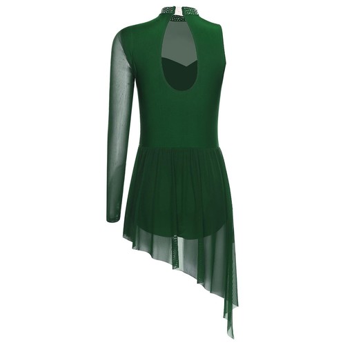 Women Leotard Performance Dancewear Gymnastics Dress Figure Skating Long Sleeve - Picture 47 of 86