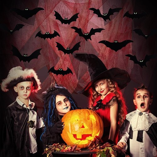 Hanging Bats Halloween Decorations Outdoor - 16 Pack Large Flying Bats 5 Diff... - Picture 7 of 9