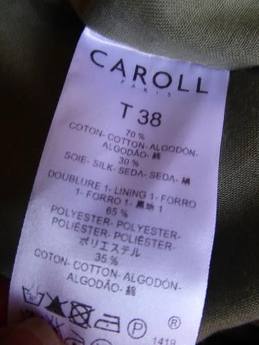 CAROLL robe été longue bas volanté coton soie imprimé végétal vert T 38 - Picture 4 of 12