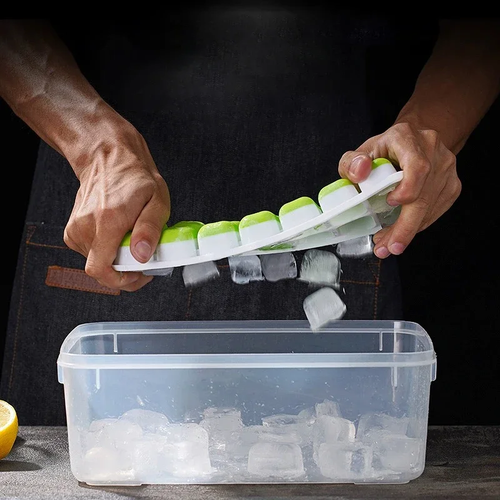 2/4 Stück Silikon Eiswürfelform mit Deckel 14 Gitter Leicht Lösen Küche Form UK - Bild 3 von 26