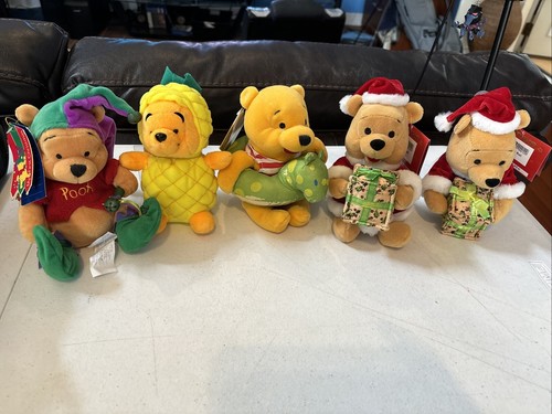 Vintage Japan/Paris Disney Store 6 Zoll Plüsch Menge 5 Winnie Puuh Neu mit Etikett - Bild 1 von 15