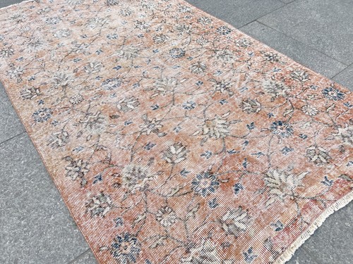 VINTAGE FADED ORIENTAL BOHO HANDGEKNÜPFTER OUSHAK-WOLLE HANDGEFERTIGTER TÜRKISCHER BEREICHSTEPPICH - Bild 5 von 13