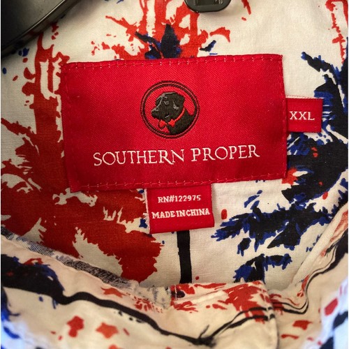 Southern Proper Button Up Shirt Palm Tree Print Short Sleeve XXL - Picture 8 of 8