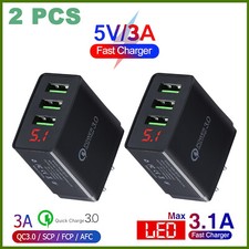 2PCS 3 Port Fast Quick Charge 3.0 USB Hub Wall Charger Power Adapter For Android