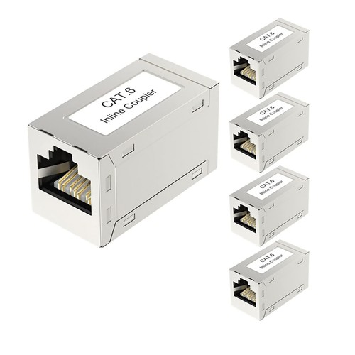 5pcs RJ45 Cat6 PoE Female to Female Coupler Shielded Ethernet Cable Extender j - Afbeelding 3 van 11