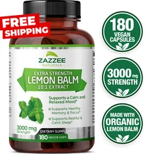 Organic Lemon Balm Extract 180 Count Vegan 3000 mg Strength