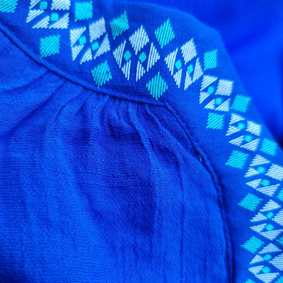 My Michelle Royal Blue Dress Girls 12 White Lace Primt Country Knee Length - Image 4 of 4