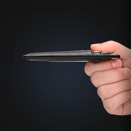 Leather Minimalist Slim Wallet Credit Card Case RFID Blocking with ID Window - Picture 6 of 12