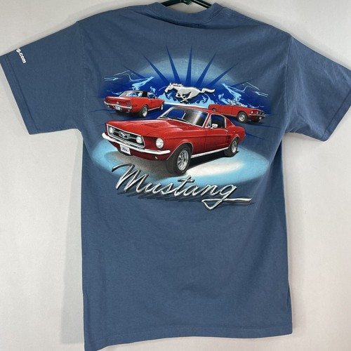 Ford Mustang T Shirt Men M Adult Blue Auto Classic Car Motor Auto Retro Unwashed - Picture 6 of 8