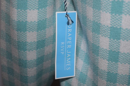 NWT DRAPER JAMES RSVP Gingham Turquoise White Cardigan Size S - Picture 6 of 8