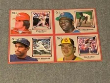  1983 Donruss All Stars 4 Card Promo 4x6 Card Uncut Sheet Pete Rose