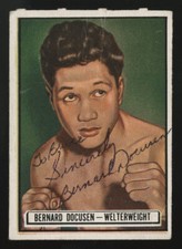1951 TOPPS RINGSIDE 57 BERNARD DOCUSEN AUTOGRAPHED CARD TO BRUCE SIGNED MMA CARD