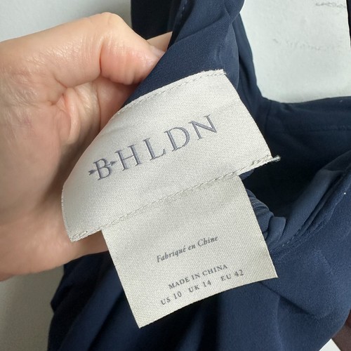 Vestido BHLDN Georgette Mujer AZUL MARINO Cruzado Correa de Espagueti Hendidura Talla 10 NUEVO - Imagen 7 de 9