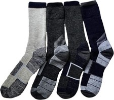 Kirkland Signature Marino Wool Cushion Socks for Men, Shoe Size 7-13 (4 Pairs)