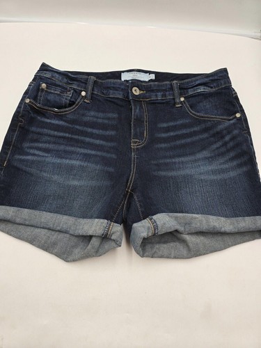 Torrid Stretch Blue Denim Dark Wash Cuffed Hem Classic Woman's 14 Jean Shorts - Picture 11 of 11