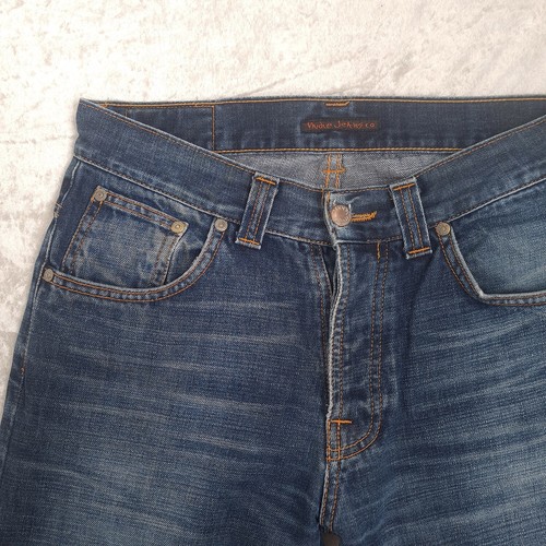 Jeans Nudie Regular Alf Talla W30 L28 Botón Mosca Azul Denim Algodón - Imagen 3 de 22
