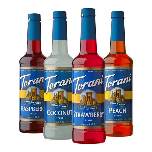 Torani Sugar Free Syrup Soda Flavors Variety Pack, 25.4 Fl Oz Pack of 4