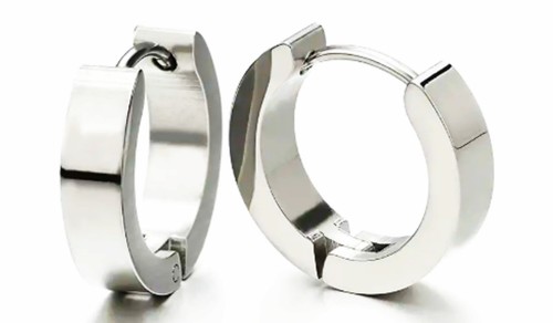 Orecchini cerchio uomo in acciaio inox cerchietti lobo piccoli argento da donna - Foto 4 di 9