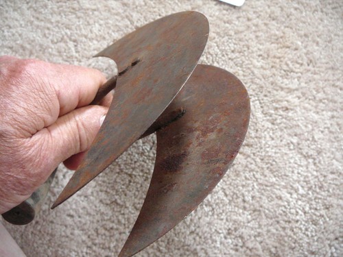 ANTIKES PRIMITIVES ZWEIKLINGEN LEBENSMITTELZERKLEINERER HACKMESSER - HALBMONDKLINGEN #9 - Bild 4 von 5