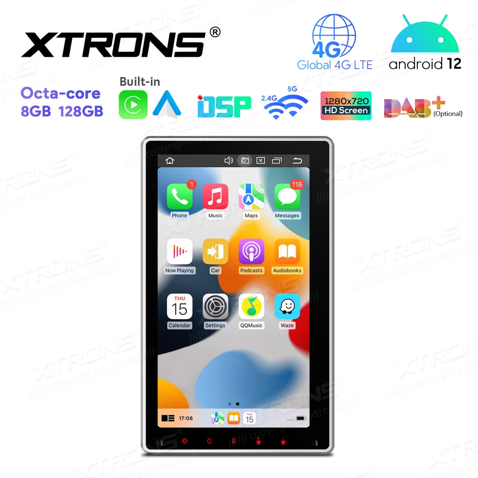 8+128GB Android DSP 10.1" HD QLED Giratorio Coche Radio GPS Estéreo CarPlay WiFi 4G Foto 2 de 4