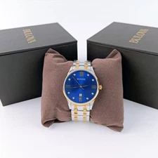 Bulova Classic Men's Two Tone Diamond Blue Dial 98D130 Quartz Watch 40mm