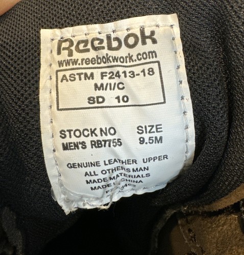 Reebok Men Sz 9.5M Brown Leather 6in Sport Athletic Boot Trainex Comp Toe RB7755 - Picture 9 of 9