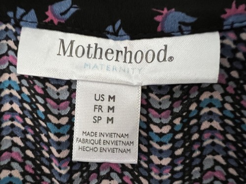 Motherhood Maternity Womens Sz M Multicolor Floral Cap Sleeve Tie Waist Blouse - Picture 2 of 18