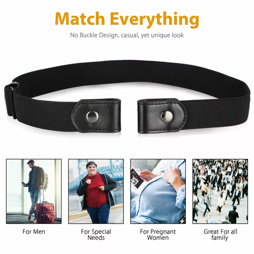 Men Women Buckle-free Elastic Invisible Waist Belt for Jeans No Bulge Hassle - Picture 5 of 15