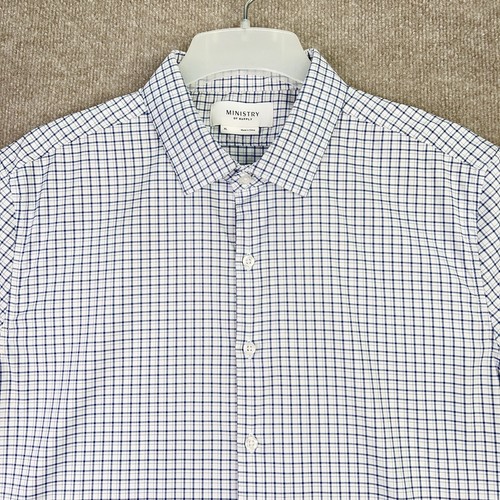 Ministry Of Supply Shirt Mens XL White Check Button Up Short Sleeve Vented - Picture 3 of 10